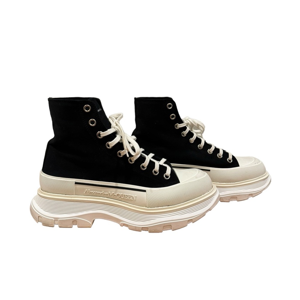 Alexander Mc Queen Mens Black Canvas High Top Sneakers